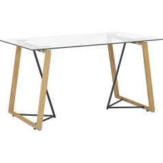 Beliani Tacoma ēdamgalds Stikla metāla rāmis brūns/melns 4 personām 140 x 80 cm Loft stila ēdamgalds