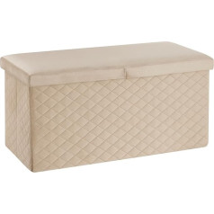 Baroni Home Salokāmā glabāšanas kaste glabāšanas kaste Velvet Footstool Beige 76 x 38 x 38 cm