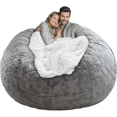 Lapeasy Bean Bag krēsla vāks (tikai vāks, bez pildvielas) Oversized apaļa apaļa mīksta mīksta pūkaina PV Velvet mazgājama lazy dīvāns sega pārklājs Dzīvojamā istaba guļamistaba Mēbeles ārpuse (gaiši pelēka)