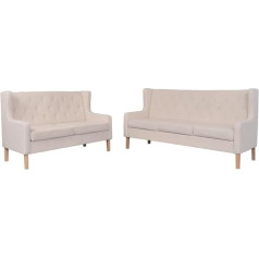 CIADAZ Sofa-Set 2-TLG Schlafsofa, Schlafcouch, Couch Mit Schlaffunktion, Sofa Bed, Sofas & Couches, Relaxsofa, Stoff Cremeweiß