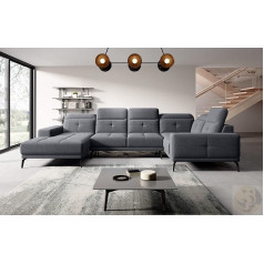 Lenart FRIDERIK-EU Corner Sofa, Living Room Sofa, Corner Couch [Right - Dark Grey] Living Room Furniture, Sofas & Couches, Couch, Adjustable Headrests, Retractable Backrests