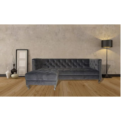 Jvmoebel Chesterfield Sofa 3 Seat Cushion Couchen Set Couch 3-Seater Grey Sofas