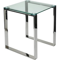 Cortesi Home Remi Contemporary Square Glass Side Table with Chrome Finish