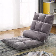 Plplaaoo Floor Sofa, Sofa Chair with Folding Backrest, Folding Sofa Chair, Folding Couch, Single Bedroom Floor Balcony, Small Sofa Chair Cushion, Single Sofa with Folding Backrest (Grey)