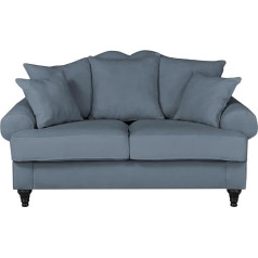 Furn.design Adelina Sofa in Blue Country House Couch 2-Seater Living Room Set 170 cm (Blue)