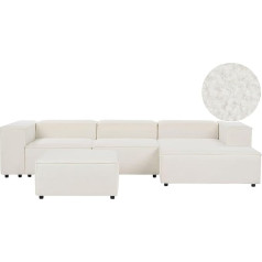 Beliani Modul-Ecksofa Bouclé weiß 3-Sitzer Sofa mit Ottomane Chaiselongue links Aprica