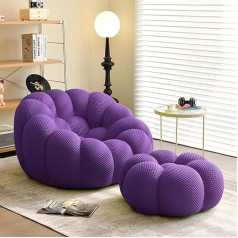 Yaxansih 46 Inch Floor Sofa, Lazy Couch, Padded Bean Bag Chair, Modern Bubble Floor Sofa with 3D Knitted Fabric for Living Room, Bedroom, Salon, Office, Purple