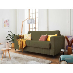 Lisa Design Owen 3 Seater Sofa with Sleep Function - Daily Sleeping - Mattress 12 cm - Corduroy Green