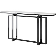 LEEBERTY Konsolentisch Marmor-Sofatisch, schwarzer Konsolentisch mit Metallsockel, Eingangstisch, Wohnzimmer, Bar, Küchentisch mit Ablage, 80 cm