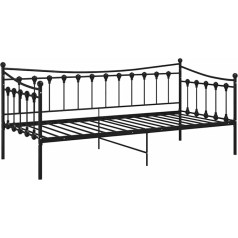 Tidyard Sofa Bed Frame Day Bed Frame Metal Bed Sofa Bed Bed Guest Bed Sofa Couch Youth Bed Sofa Couch Side Bed 200 x 90 cm (L x W) Powder-Coated Metal Black