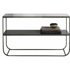 60cm Long Console Table, Sofa Tables for Behind Couch, Narrow Entrance Table with 2-Tier Shelves, Slim Tall Metal Bookcase for Living Room and Office, Heavy Duty
