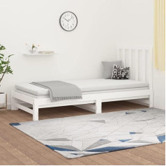 Lapooh Extendable Day Bed, Sofa Bed, Couch with Sleep Function, Sofa Bed, Sofa Bed, Sofa Bed, Sofa Bed, Daybed, Youth Bed, Couch Bed, White, 2 x (90 x 190) cm, Solid Pine Wood