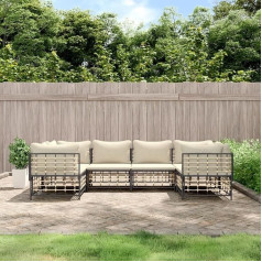 Whopbxgad Living Room Furniture Sets,Couch Sets for Living Room,Sofa Bed,6-TLG. Garten-Lounge-Set mit Kissen Anthrazit Poly Rattanmodular Sofa,modular Couch,Outdoor Patio Furniture,