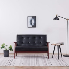 JUNZAI 2 vietų sofa, sofa svetainei, butui, sofa su miego funkcija, poilsio sofa, sofos ir kušetės, relaksacinė sofa, juoda dirbtinė oda