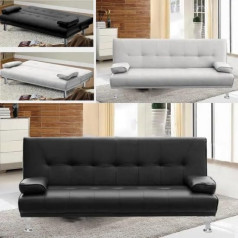 Bagno Italia 3 Seater Sofa Bed 180 x 97 cm Faux Leather Black or White Queen