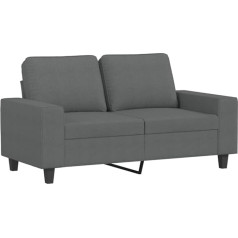 Vidaxl Sofa 2-vietė, poilsio sofa sofa su porankiais ir atlošais, svetainės sofos dizainas, sofos metalinis rėmas, sėdimieji baldai dviviečiai, tamsiai pilkas audinys