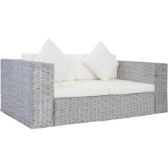 Camerina 2 vietų sofa su apmušalais Pilka natūralaus rotango maža futon sofa lova Modulinė sofa 