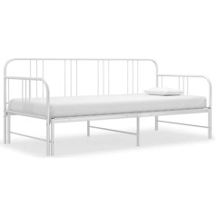 Gecheer Dviaukštės lovos rėmas Sofos lovos rėmas Sofos lovos rėmas Dienos lova Minkšta sofa lova Svečių lova Metalinė lova Sofa sofa balta metalinė 90 x 200 cm