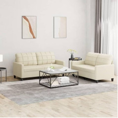 Lapooh 2-Piece Sofa Set with Cushion Cream Faux Leather, Sofa Bed, Sofa Bed, Couch with Sleep Function, Sofa Bed, Relaxing Sofa, Sofas and Couches 3201359