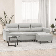 Willood 3 vietų sofa su taburete Šviesiai pilka 180 cm mikropluošto audinys