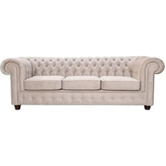 Jvmoebel Design Classic 3 Seater Chesterfield Big XXL Couch Leather Textile Sofas Couchen