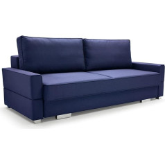 Bettso -Sofa su miego funkcija ir miegamojo lova, svetainės sofa, sofos su spyruokliniu branduoliu, minkšta sofa, gyvenamasis kraštovaizdis su lovos funkcija, POGO (tamsiai mėlyna)