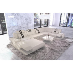 Sofa Dreams Диван Wohnlandschaft Venice U-Shape из кожи - со светодиодной подсветкой, регулируемыми подголовниками, шезлонгом / цвет кожи на выбор / выбор орие