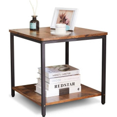 Argatin Side Table 20 Inch Square Modern Side Table Bedside Table with 2 Tier Storage Shelf Living Room Small Coffee Table Wood Finish Bedside Table for Bedroom