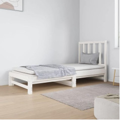 CIADAZ Extendable Day Bed, Sofa Bed, Couch with Sleep Function, Sofa Bed, Sofa Bed, Daybed, Sofa Bed, Sofa Bed, Couch Bed, Youth Bed, White, 2 x (90 x 190) cm, Solid Pine Wood