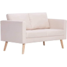 Susany Dvivietė sofa su sėdimąja pagalve, minkšta sofa, 116 x 70 x 73 cm, svetainės sofa, biuro sofa-lova, poilsio kambarys, sofa-lova, medinis rėmas ir audinys, kreminės baltos spalvos