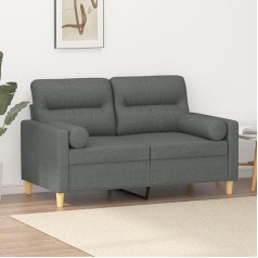 Junzai 2-Sitzer-Sofa mit Zierkissen Dunkelgrau 120 cm Stoff, Sofas & Couches, Sofa Wohnzimmer, Sofa Für Jugendzimmer, Relaxsofa, Sofa Für Schlafzimmer, Polstersofa 3200814