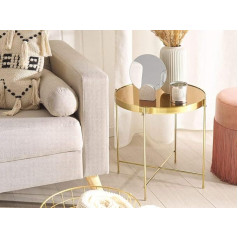 Beliani Stylish Side Table for the Living Room in Glamour Style Glass Gold/Golden Brown