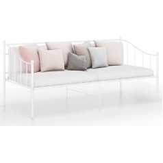 Rantry Schlafsofa Bettgestell Metallbett Tagesbett Gästebett Sofabett Sofa Einzelbett Bett Bettsofa Bettrahmen Sofa Couch für Wohnzimmer Weiß Metall 90x200 cm#C