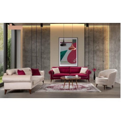 Jv Möbel Luxury Sofa Set Colourful Group Sofas 3 + 3 + 1 Seater Armchair Velvet Set