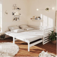 Homgoday Extendable Day Bed Sofa Bed Sofa Bed Sofa Bed Sofa Bed Day Bed Guest Bed Couch Bed Couch Wooden Bed for Living Room 2 x (90 x 200) cm White Solid Pine Wood