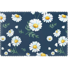 Iubbki Daisy Placemats Set of 6 Woven Placemats for Dining Table Indoor Outdoor Table Mats Non-Slip Heat Resistant Easy to Clean