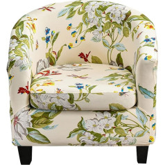 ‎Mingfuxin Mingfuxin 2 gabali Stretch Printed Tub Chair Cover Soft Spandex Club Chair Slipcover with Pillow Case Round Barrel Armchair Cover Sofa Cover Couch Protector (Printed # 3605)