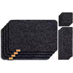 Oumifa Placemats Coasters 18pcs mazgājami filca placemats galda paklājiņi Stikla nažu dakšu paliktņi Cutlery Bags Set Pads Absorbent Mat for Home Kitchen Restaurant ( Krāsa : 18pcs black )