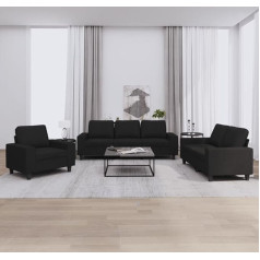 ShGaxin 3-TLG. Sofagarnitur Schwarz Stoff, Loungesofa, Sofas & Couches, Relaxsofa, Couch für Wohnzimmer, Couch Mit Schlaffunktion - 3201870