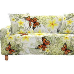 Treer Dīvāna pārvalks Stretch 1 2 3 4 sēdvietas, Butterfly Pattern Dīvāna pārvalks Elastīgs universāls slīdēšanas pārklājs Dīvāns Anti-slip Sofa Covers Spandex Dīvāna pārvalks Dīvāna pārvalks (Flower Plant, 4 sēdvietas)