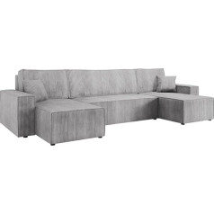 Mirjan24 Kobaro U Corduroy Corner Sofa, Design Corner Couch with Sleep Function, Bed Box, Living Landscape, Bed Function, U-Shape Sofa, Universal Side, Symmetrical Corner Sofa (Poso 110)