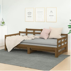 Shujing Extendable Day Bed, Sofa Bed, Couch with Sleep Function, Sofa Bed, Sofa Bed, Sofa Bed, Sofa Bed, Daybed, Couch Bed, Youth Bed, Honey Brown Solid Pine 2 x (90 x 200) cm