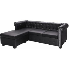 GuyAna Chesterfield sofa L formos dirbtinės odos juoda maža sofa paauglio kambariui