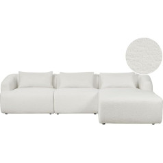 Beliani Lofoten 3-Seater Corner Sofa L-Shaped White with Chaise Longue Left 2 Decorative Cushions