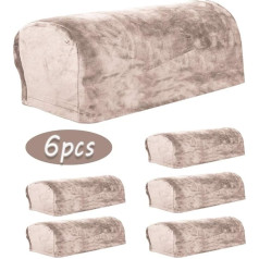 Ezoon Dīvāna roku vāka komplekts Velvet Stretch Wide Armrest Cover Protector Ādas krēsls Mēbeles Pilna rokas vāciņš Cat Kids Square Couch Slipcover Charcoal 6pcs Cream