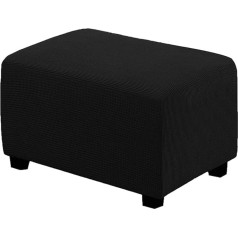 Bedsets Stretch Ottoman Cover Ottoman Slipcover Sofa Cover Stool Protector Storage Ottoman Covers Mēbeļu aizsargs Mīksts taisnstūra slipcover ar elastīgu joslu (melns, L)