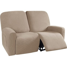 ‎Sylc 6 gab. atpūtas dīvāna pārvalku komplekti Stretch Reclining Loveseat Split Stretch Couch Slipcover slīps dīvāna pārvalks 2-vietīgs sekciju polārflīsa pārvalks (Sand)