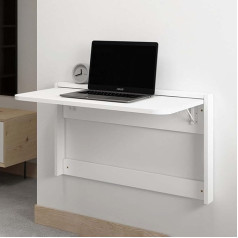 Desk Sienas izvelkamais galds Virtuves galds Izvelkamais galds Balts peldošs izvelkamais sienas galds 64 cm / 84 cm plats taisnstūra formas Biroja peldvieta , Vannas istaba, Pastāvīgie galdi, Veļas mazgātavas plaukts, guļamistaba