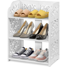 Ejoyous 3-ярусная стойка для обуви, современная резная отдельно стоящая стойка для обуви, для спальни в прихожей, экономия места, штабелируемая