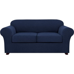 ‎H.versailtex H.Versailtex 2 sēdvietu dīvāna pārvalki, Stretch Loveseat pārvalki 2 sēdvietu spilvenu pārvalkiem, žakarda forma, neslīdošs mēbeļu aizsargs, 2 sēdvietas tumši zils